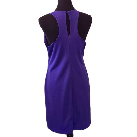 Leith | NWT Purple Violet Asymmetrical Halter Racerback Mini Dress, Size L or 12 - Picture 3 of 9